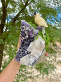 Parrot carving on Amethyst Cluster - Handcrafted