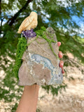 Parrot carving on Amethyst Cluster - Handcrafted