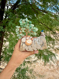 Crystal Parrot on Petrified Wood with Aventurine Tree