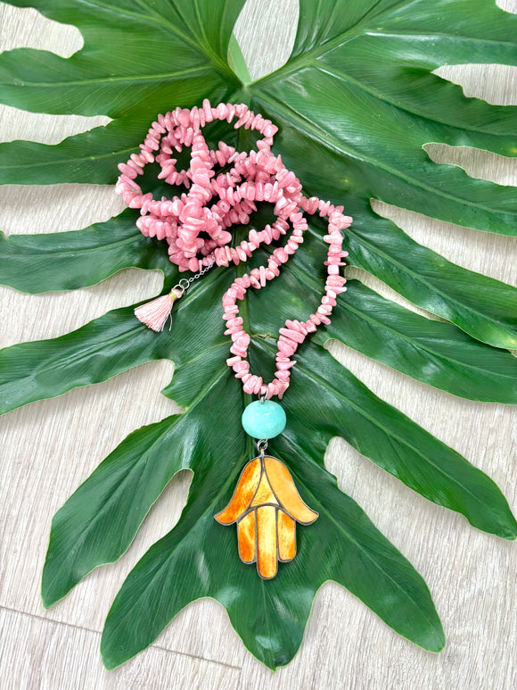 Rhodochrosite & Amazonite necklace